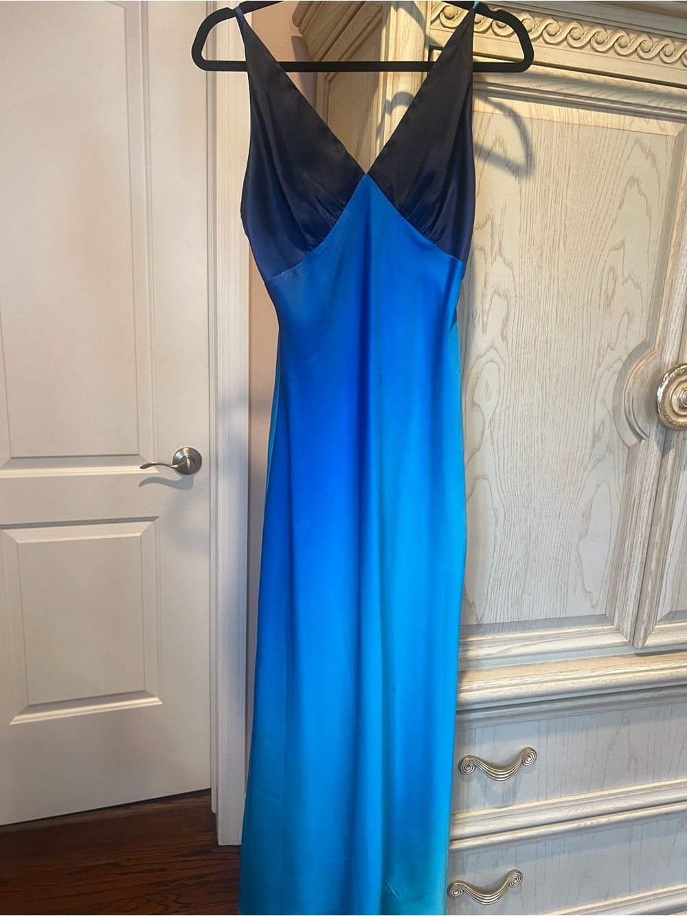 Blue Mirabella Satin Slip Dress